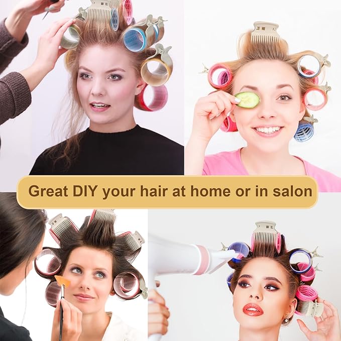 Hot Roller Clips -12PCS Hair Roller Clip - Hair Curler Claw Clip - Replacement Roller Clips for Women Girls Hair Section Styling - Beige