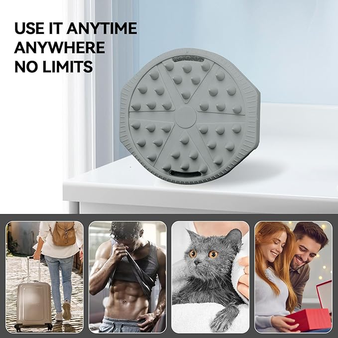 Silicone Body Scrubber, Dual-Sided Silicone Loofah for Shower, Exfoliating Body Brush Scrubber for Men and Women for All Skin, Scalp Scrubber Lather Well&Easy to Clean (Gray)