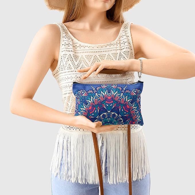 Reginary 20 Pieces Cosmetic Bag for Women, Roomy Makeup Bags with Zipper Toiletry Bag Pouch Travel Accessory Organizer Gifts, 7 x 4.3 Inches(Mandala)
