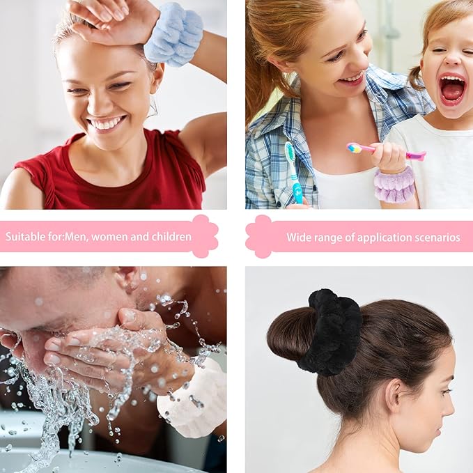 2pcs Wrist Bands for Washing Face, Microfiber Face Washing Wristbands, Arm Wrist Towels, Spa Face Wash Wristbands, Stretchy Absorbent Wash Band for Woman Children