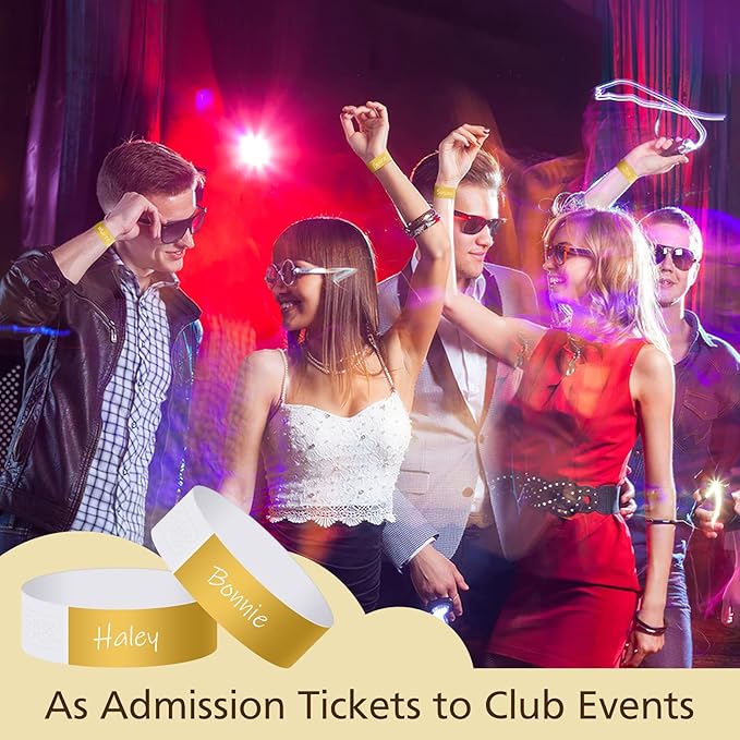 MIAHART Paper Wristbands for Events - 300 Pcs Gold Waterproof Party Arm Bands for Lightweight Concert Use