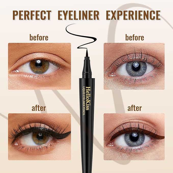 QIC Liquid Eyeliner,Waterproof Liquid Eye Liner, Long-Wearing,Smudge-Proof, Ultra-Smooth, Eyeliner Pen, Vegan Formula,Ultra-Fine Nib