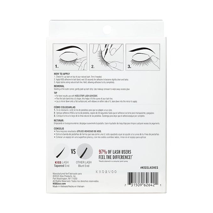 KISS Looks So Natural, False Eyelashes, 'Sultry', 12 mm, Includes 5 Pairs Of Lashes, Contact Lens Friendly, Easy to Apply, Reusable Strip Lashes, Glue-On (Pack of 2)