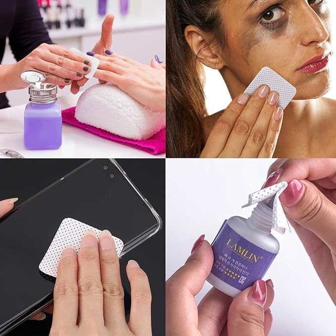 1000Pcs Nail Wipes Lint Free Gel Nail Polish Removers Cotton Pads Eyelash Extension Glue Cleaning Wipes