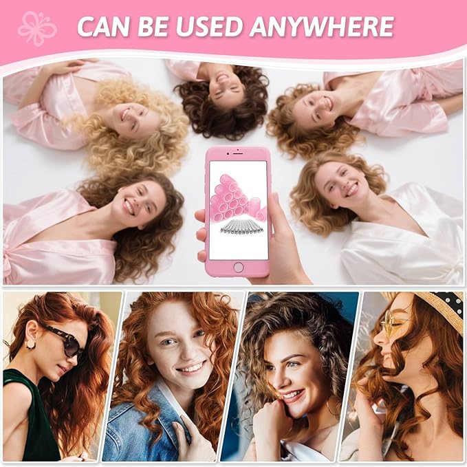 50 Pcs Rollers Hair Curlers Set with 24Pcs Self Grip Hair Rollers 4 Sizes and 24 Pcs Clips for Blowout Look Long Medium Short Thick Hair Volume