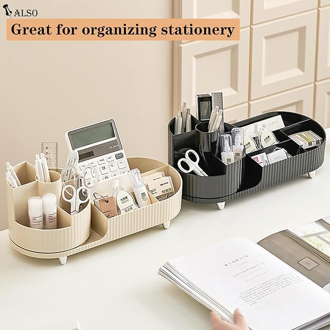 Rotating Makeup Organizer for Vanity with Brush Holder, Cosmetic Makeup Storage Organizer, Large Spinning Makeup Skincare Organizer, Countertop Makeup Perfume Organizer, Lotions Display Case (Black)