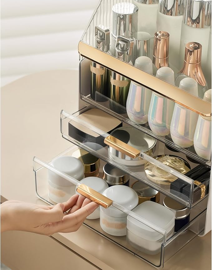 Large Makeup Organizer Countertop Vanity Organizer Cosmetic Organizer Makeup Storage Box Bathroom Counter Organizer Perfume Skincare Organizers Gift Women Girls Clear Design Easy Visibility