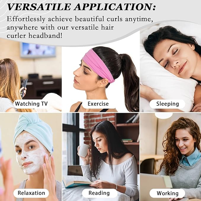 ZILAMPU No Heat Curling Rod Headband, Hair Curlers to Sleep In - Purple, 70" Long, Extra Soft Velour Material, Ideal for Women and Girls with Long Hair, 9-piece Set