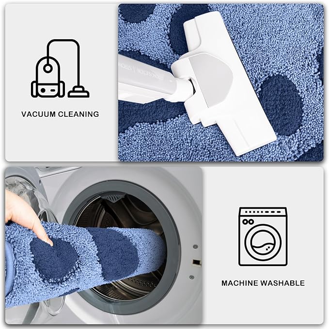 PURRUGS Dirt Trapping Door mat 33.5" x 59", Non-Skid/Slip Machine Washable Microfiber Entryway Rug, Dog Door Mat, Super Absorbent Welcome Mat for Muddy Wet Shoes and Paws, Light Blue