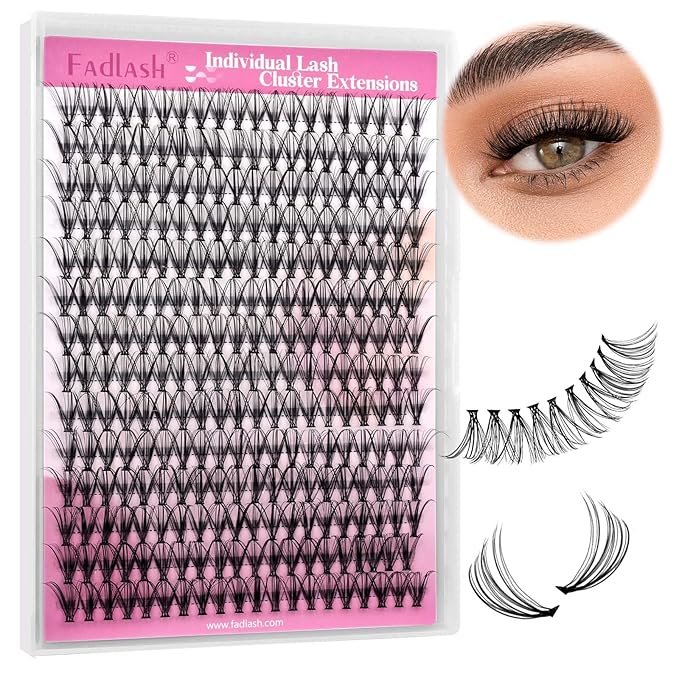 Individual Lashes Large Tray D Curl Lash Clusters 10D 20D 30D 40D Individual Lash Extensions Cluster Lashes Lash Extension Supplies Eyelash Clusters (20D-0.07D, 10mm)