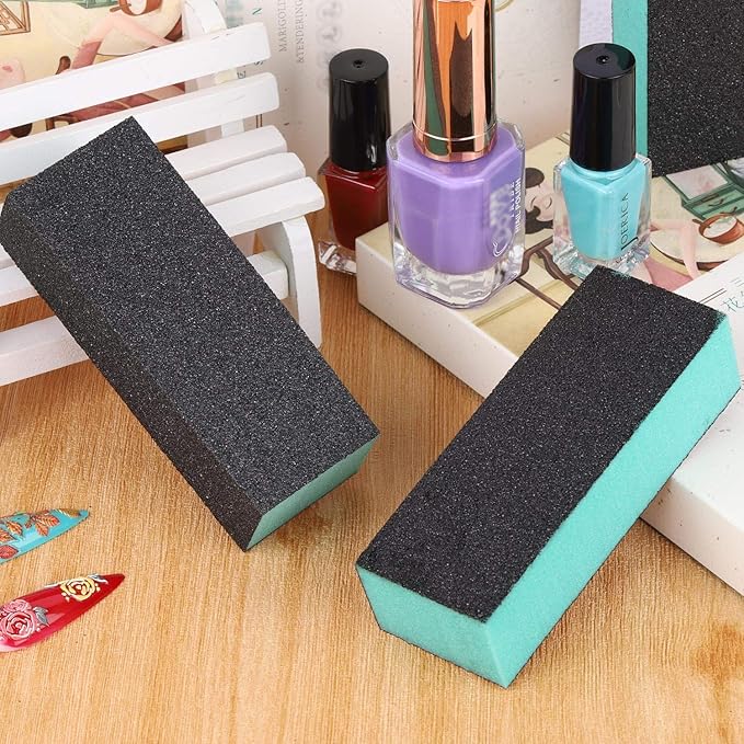 Nail Buffer Sanding Blocks Polisher Buffing Files Nail Art Pedicure Manicure Tool 80/120 Grit, 20 Pcs (Black Green)