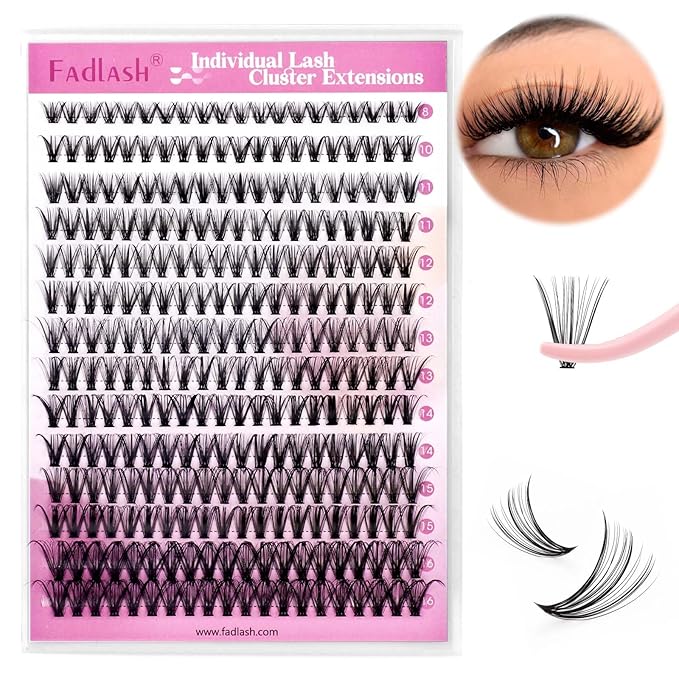 Lash Clusters Extensions 200pcs 30D Individual Cluster Lashes Mixed Tray Black Mink DIY Eyelash Extensions and Under Eyelashes Professional Makeup (30D-0.07-C, 8-16mm)