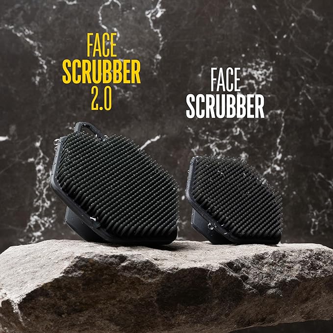 TOOLETRIES Men’s Face Scrubber 2.0 - Silicone Facial Cleansing Brush for Daily Use, Larger Surface Area, Longer Bristles for Deeper Exfoliation, Quick-Dry Design, with Hang Loop - Charcoal