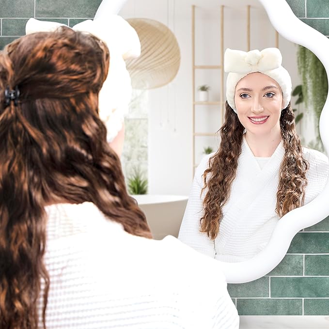 Disney Spa Headband, Soft, Plush, Adjustable, and Fun Hair Accessory for Skincare and Makeup Routines, Tinker Bell by Belle Maison