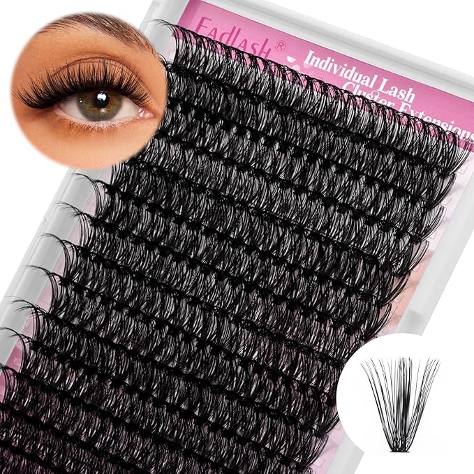 Cluster Lashes 40D D Curl Large Tray Individual Lashes DIY Eyelash Extension Supplies 0.07 Matte Black Lash Clusters Wispy Eyelash Clusters Resuale (40-0.07D, 12mm)