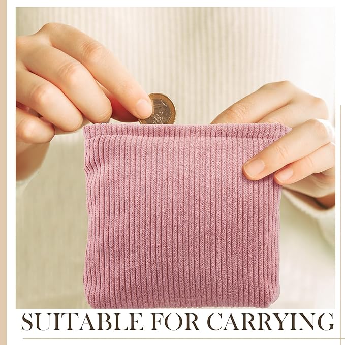 Abbylike 4 Pcs Small Makeup Bag Corduroy Cosmetic Pouch with Zipper Portable Little Bags for Purse Mini Pouch Cute Makeup Purse for Coin Essentials Items Women(Plain)