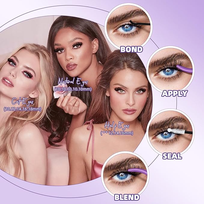 B&Q Volume Lash Clusters 70D+90D, Supersoft Eyelash Clusters 10-18mm, D Curl Cluster Eyelash Extensions, Wispy Cat Eye Lashes Fluffier Individual Lashes for Beginners(70D+90D)