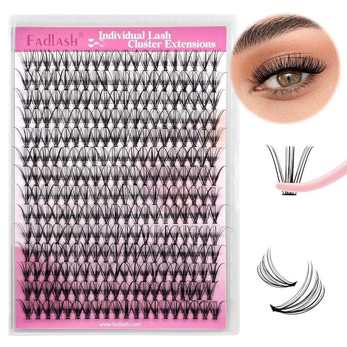 Individual Lashes Large Tray D Curl Lash Clusters 10D 20D 30D 40D Individual Lash Extensions Cluster Lashes Lash Extension Supplies Eyelash Clusters (20D-0.07D, 12mm)