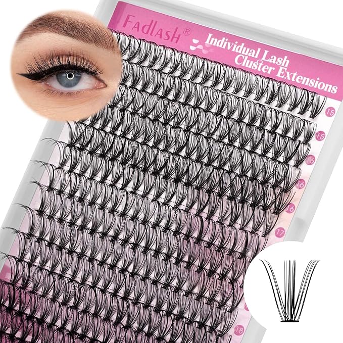 Individual Lashes 15-20mm Mix Cluster Lashes 240pcs DIY Lash Extension C Curl Lash Clusters Soft Individual Lash Extensions Eyelash Clusters Wispy Cluster Eyelash Extensions (20D-0.07C, 15-20mm)