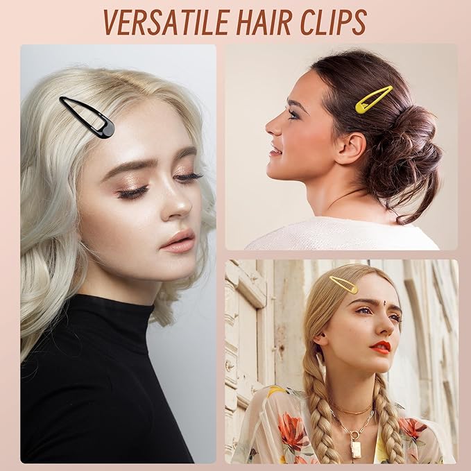 Metal Snap Hair Clips, No Slip Hair Clips for Thick/Thin Hair, 16pcs Medium Barrettes for Women Kids Hairstyle Makeup Accessories (8pcs 2.36inch & 8pcs 2.7inch) (Green Yellow)