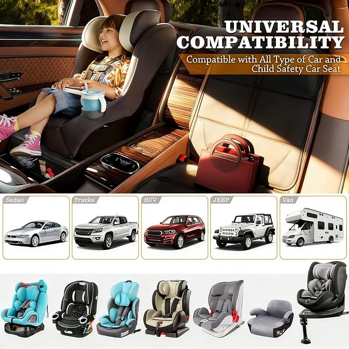 Bacgnyer Car Seat Protector, 2 Pack Carseat Seat Protectors with Thick Padding and Non-Slip Backing, Waterproof 600D Fabric Car Seat Cover for Baby Child Car Seats with 2 Mesh Pockets