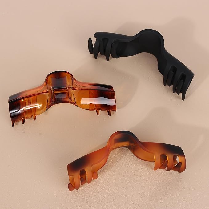 Hold Everything Hair Claw Clips for Thick & Thin Hair Strong Hold Big Banana Side Clip Hair Claw Barrettes for Women and Girl's Straight Wavy Curly (6-Color)