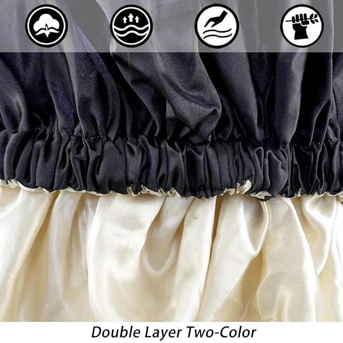 Satin Bonnet Silk Bonnet Hair Bonnet for Sleeping-Slouchy Beanie Hat Satin Sleep Cap for Women's Natural & Curly Hair(Black&Brown)