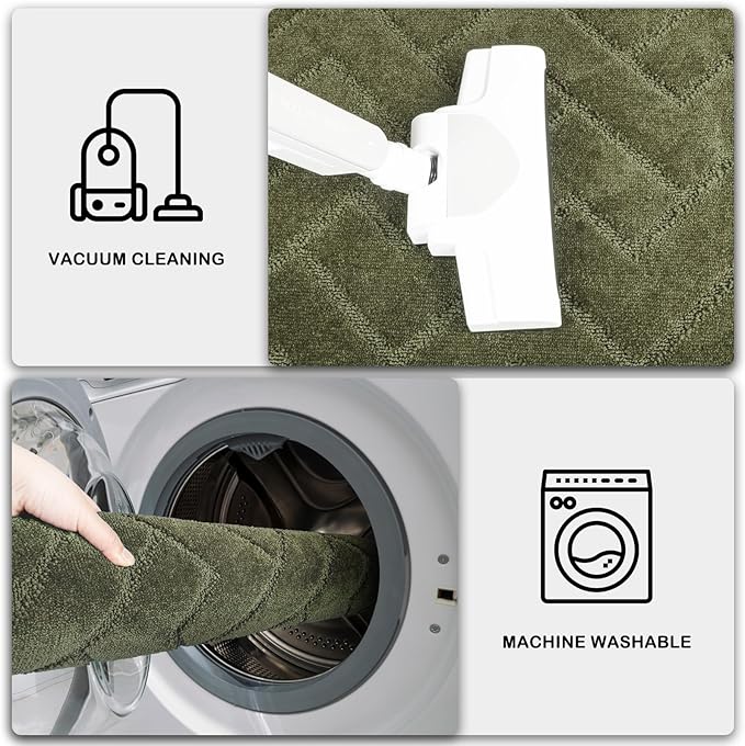 PURRUGS Dirt Trapping Door Mat 32" x 70", Non-Slip Machine Washable Entry Rug, Dog Doormat, Indoor Front Door Mat, Super Absorbent Entryway Rug for Muddy Shoes & Paws, Sage Green