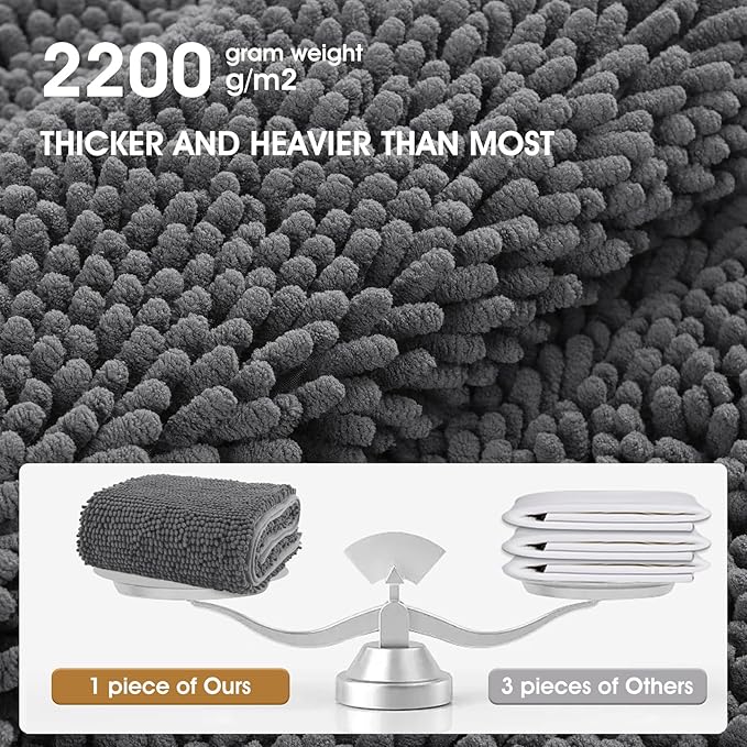 IM HOME Chenille Absorbent Outdoor Doormat 60" x 48", Washable Muddy Door Mats for Dog Non Slip Indoor Doormats Dog Mat for Muddy Paw Front Inside Doormats for Entryway Grey