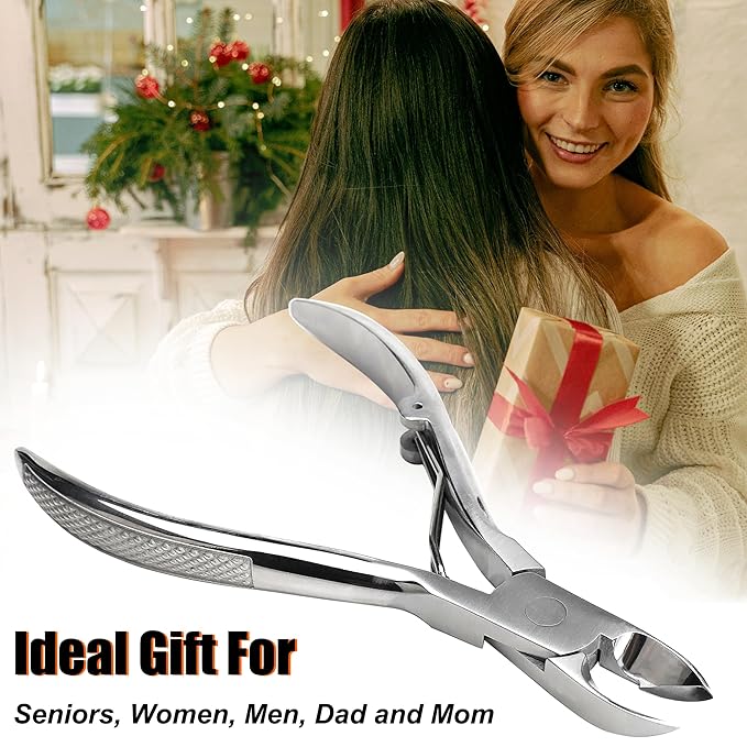 Podiatrist Toenail Clippers, Super Sharp and Wear-resistant Toe Nail Cutters for Thick and Ingrown Nails, Hand Forged Stainless Steel Pedicure Clippers for Men Women Seniors, Convex Blades