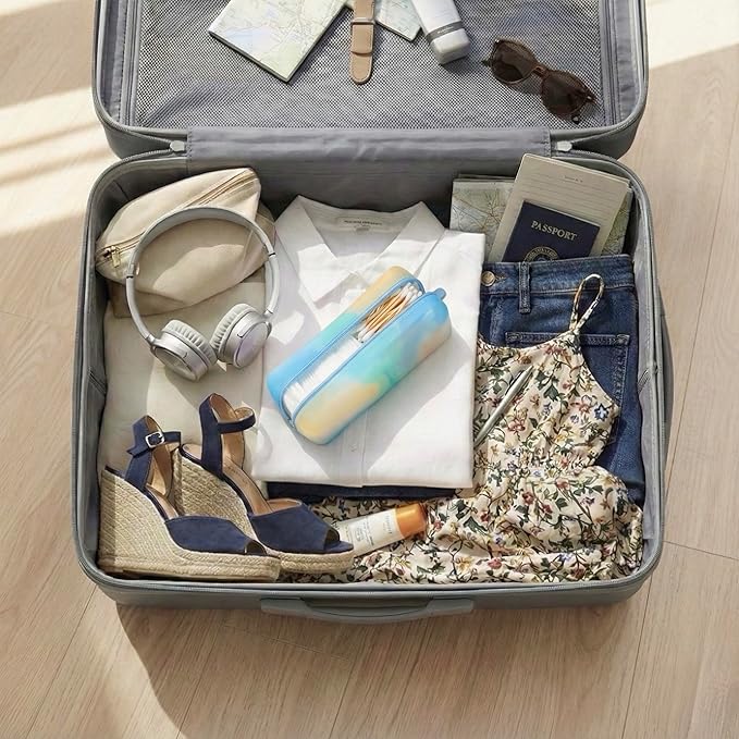 Cotton Pad Swab Travel Case – 2-in-1 Portable Waterproof Qtips Dispenser for Cotton Square Pad & Qtip, Floss, Bobbi Pin, Nail Kit, Hair Accessories Organizer TSA Compliance – VISFRESH (Ocean Breeze)