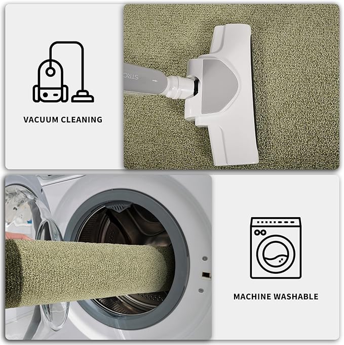 PURRUGS Dirt Trapping Door Mat 24" x 60", Non-Slip Washable Entry Mat, Dog Doormat, Front Door Mat, Super Absorbent Entrance Mat for Muddy Shoes & Paws, Budding Green & Sage Green
