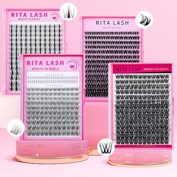 RITALASH Fairy Lash Clusters Wispy Cluster Lashes DIY Wet-Look Spiky Clusters Eyelash Extensions Lash Extension False Eyelashes Natural Look Invisible Lash Band Individual Lashes (Fairy,8-18mm)