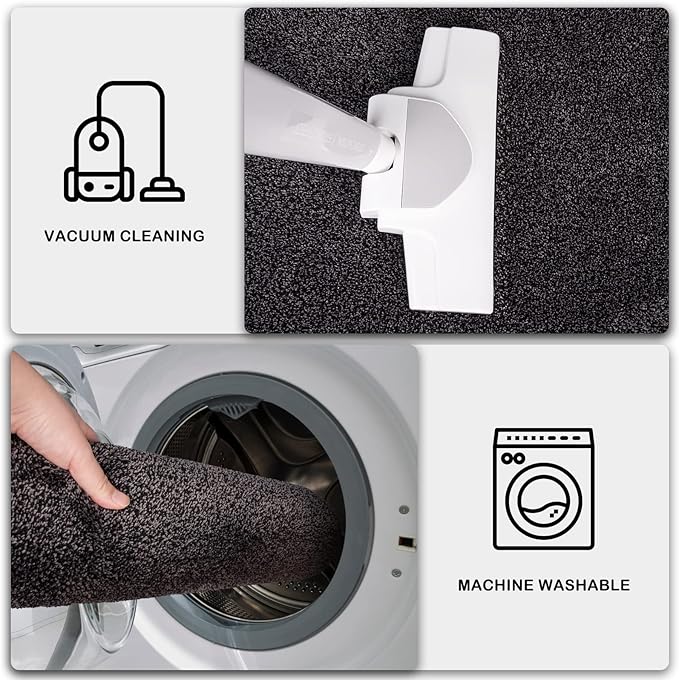 PURRUGS Dirt Trapping Door Mat 36" x 36", Non-Slip Machine Washable Entryway Rug, Dog Doormat, Indoor Front Door Mat, Super Absorbent Entry Rug for Muddy Shoes & Paws, Charcoal