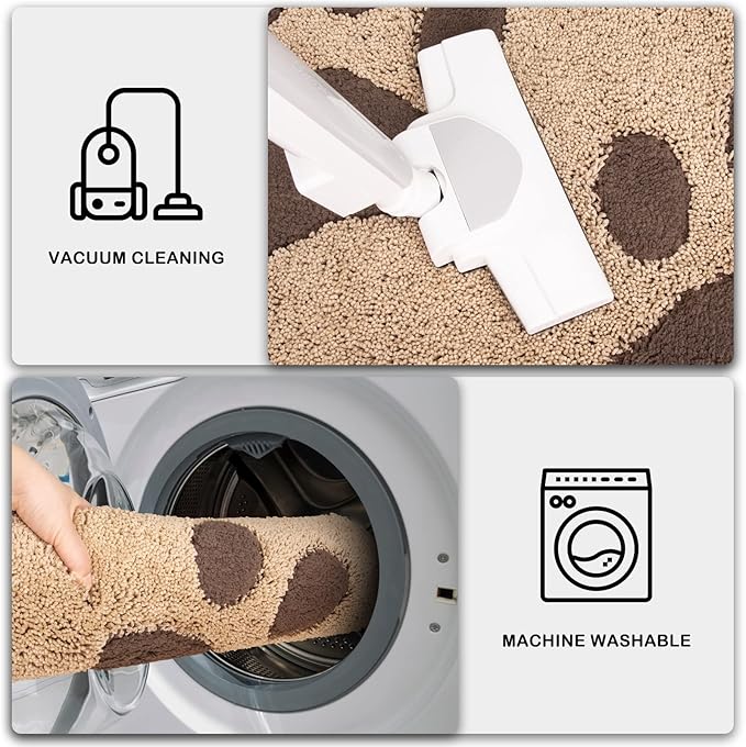 PURRUGS Dirt Trapping Door Mat 32" x 70", Non-Skid/Slip Machine Washable Microfiber Entryway Rug, Dog Doormat, Super Absorbent Welcome Mat for Muddy Wet Shoes and Paws, Beige