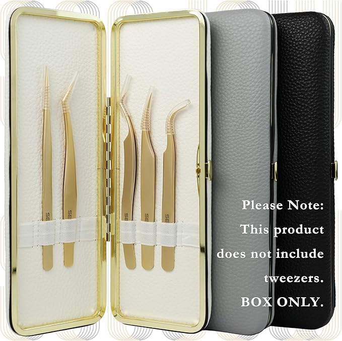 Lash Tweezers Organizer, Eyelash Extension Tweezers Bag, Soft PU Leather 8 Positions Rounded Corners Portable, Individual Storage Case Box for Tweezers, Makeup Brush, Slender Small Tools(Black)