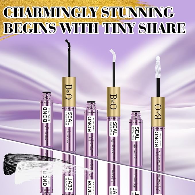 B&Qaugen Lash Bond and Seal 10ML Clusters Lash Glue Waterproof Long Lasting Mascara Wand Lash Extension Bond and Seal Strong Hold 2 in 1 Bond and Seal for DIY Lash Extensions(White Bond and Seal,10ML)