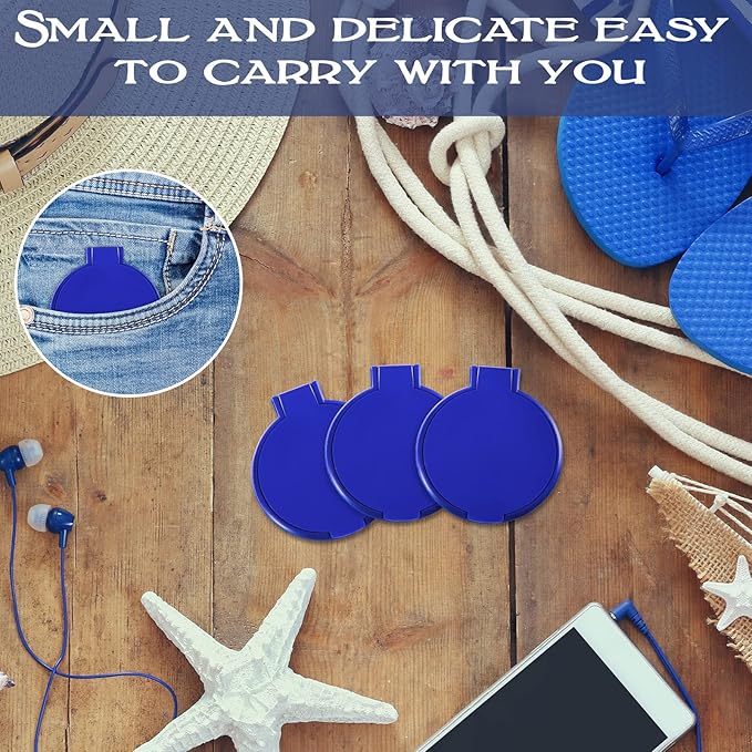 36 Pcs Compact Mirror Bulk Portable Round Makeup Mirror Mini Foldable for Purse Women Travel Daily Use Mother‘s Day Gifts (Royal Blue)