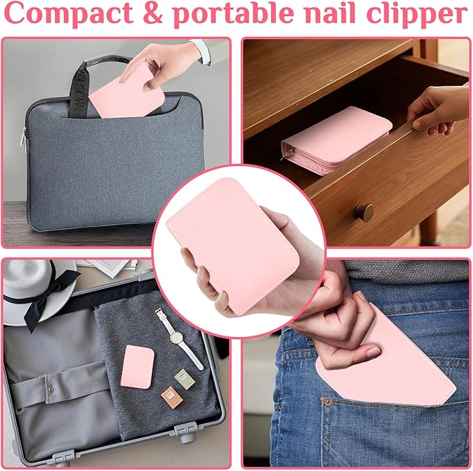 26-Piece Professional Manicure Set (Pink),Features Stainless Steel Tools, Carbon Steel Clippers & Travel Case for Women's Home and Travel Grooming,Luxury Nail Care Gift for Her.