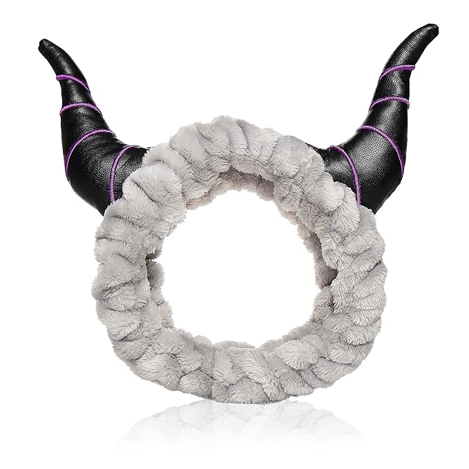 Disney Spa Headband, Soft, Plush, Adjustable, and Fun Hair Accessory for Skincare and Makeup Routines, Maleficent by Belle Masion