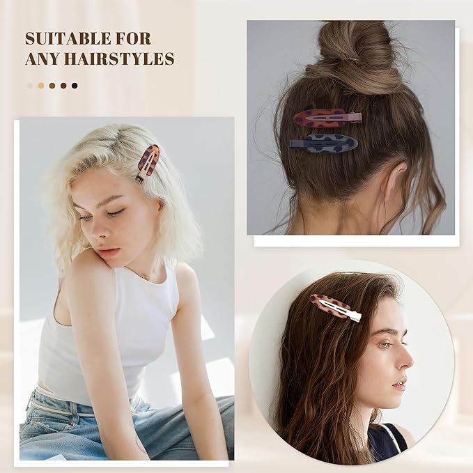 10 Pcs Creaseless No Crease No Bend Flat Hair Clips For Styling Non Slip Makeup Clips For Women Salon Hairstyle,Tortoiseshell