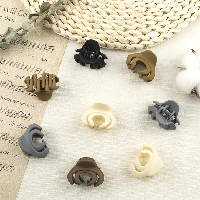 Matte Octopus and Spider Mini Hair Clips Set - Tiny 1.5 Inch Nonslip Claw Clips for Thin to Thick Hair, Perfect for Women, Girls, and Kids (Pack of 5 Colors with Gift Box)