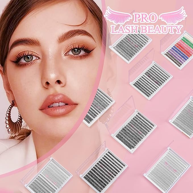 280 Pcs Individual Lashes - 50D-C-9-16mix Wispy Cluster Lashes That Look Like Eyelash Extensions - DIY At Home