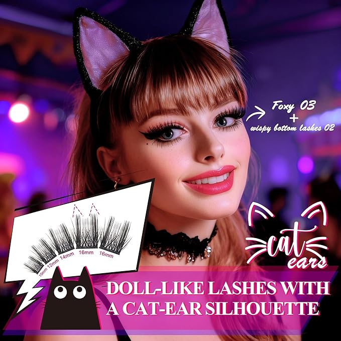 Foxy Beauty Natural Lash Clusters - Wispy & Fluffy Lash Clusters WideSpan Eyelash Clusters Lash Extension with FREE Bonus Lower Lashes