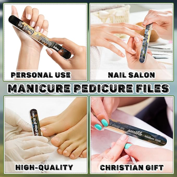 50 Pack Christian Gifts for Women Scripture Mini Nail Files Christian Party Favors Bible Verse Emery Boards Religious Small Gifts for Teacher Mother Men Employee Staff Coworkers Office