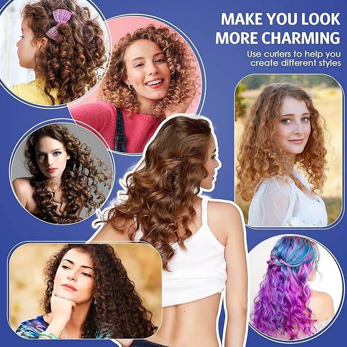 Syhood 30 Pcs 7'' Flexible Curling Rods Twist Foam Hair Rollers Soft Foam No Heat Hair Rods Rollers and 1 Steel Pintail Comb Rat Tail Comb for Women Long Short Hair(Navy Blue,7 x 0.3 Inch)