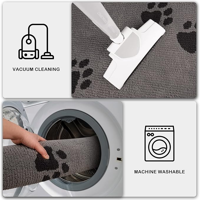 PURRUGS Dirt Trapping Door Mat 20" x 31.5", Non-Skid/Slip Machine Washable Microfiber Entrance Rug, Shoes Scraper, Dog Doormat, Super Absorbent Floor Mat for Muddy Wet Shoes and Paws, Light Grey