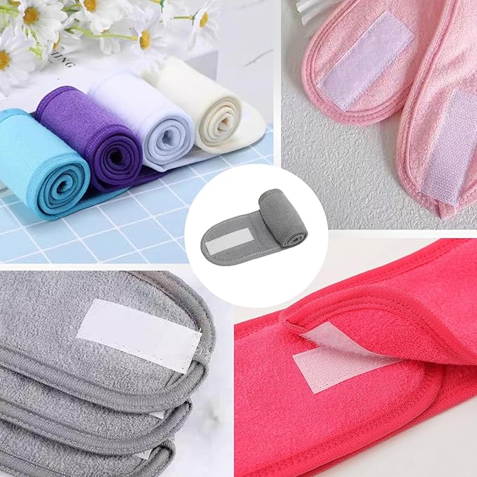 4 Pack Adjustable Makeup Headbands – Non-Slip Spa & Facial Hair Wrap, Washable Headband for Shower, Yoga, Gym, Salon & Home Use (Fits All),HZFD-CA