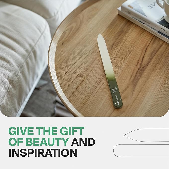 GERMANIKURE Glass Nail File in Suede Sleeve - Exist On Your Own Terms - Professional Crystal Nail File for Natural Nails - Ideal Manicure & Pedicure Tool for Smooth, Easy Shaping - Nail Care Gift