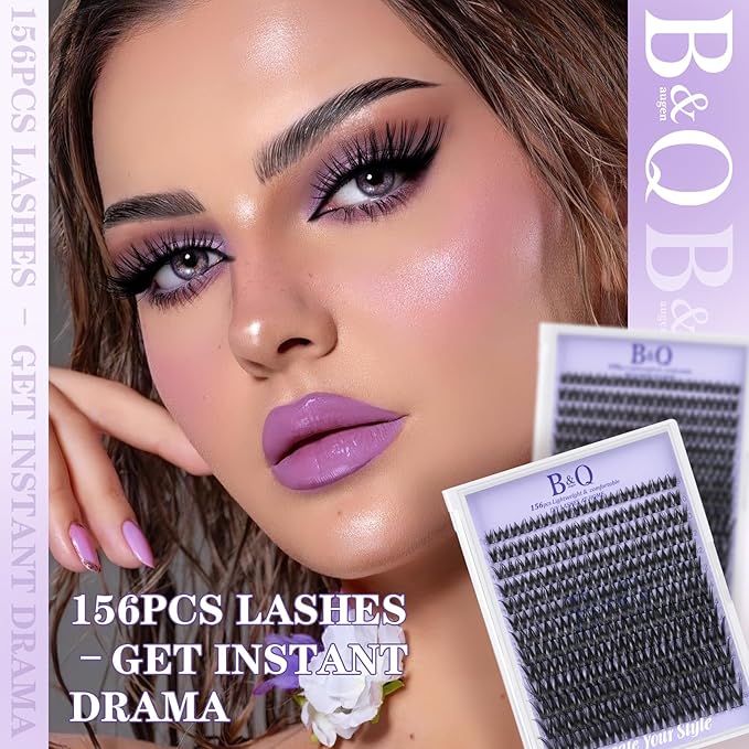 B&Q Flora Lash Clusters B0X,Flaunt Eyelash Clusters 156PCS Comfortable band Cluster Eyelash Extensions,8-18mm Individual Lashes Lightweight D Curl Lash Clusters Soft Eyelashes Wet Look(Flaunt B0X)